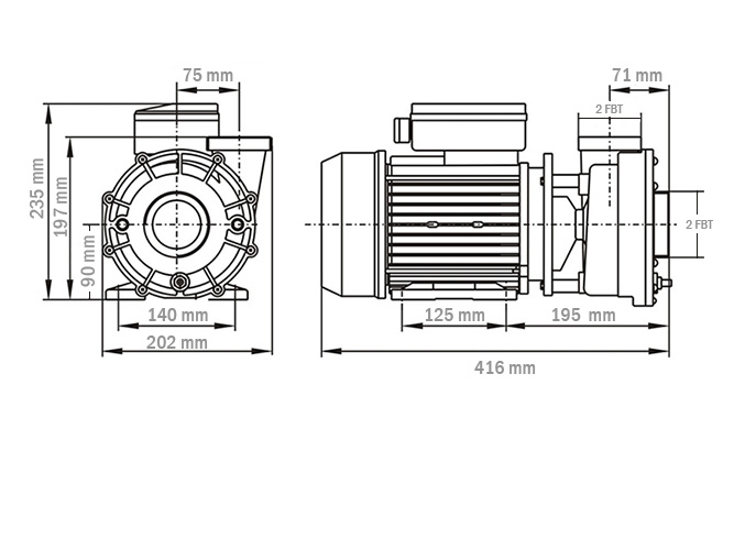 Spesifikasi teknis pompa air 2 PK seri PL W200