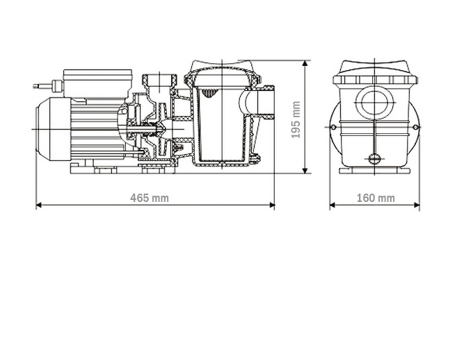 Dimensi pompa sirkulasi 0,35HP